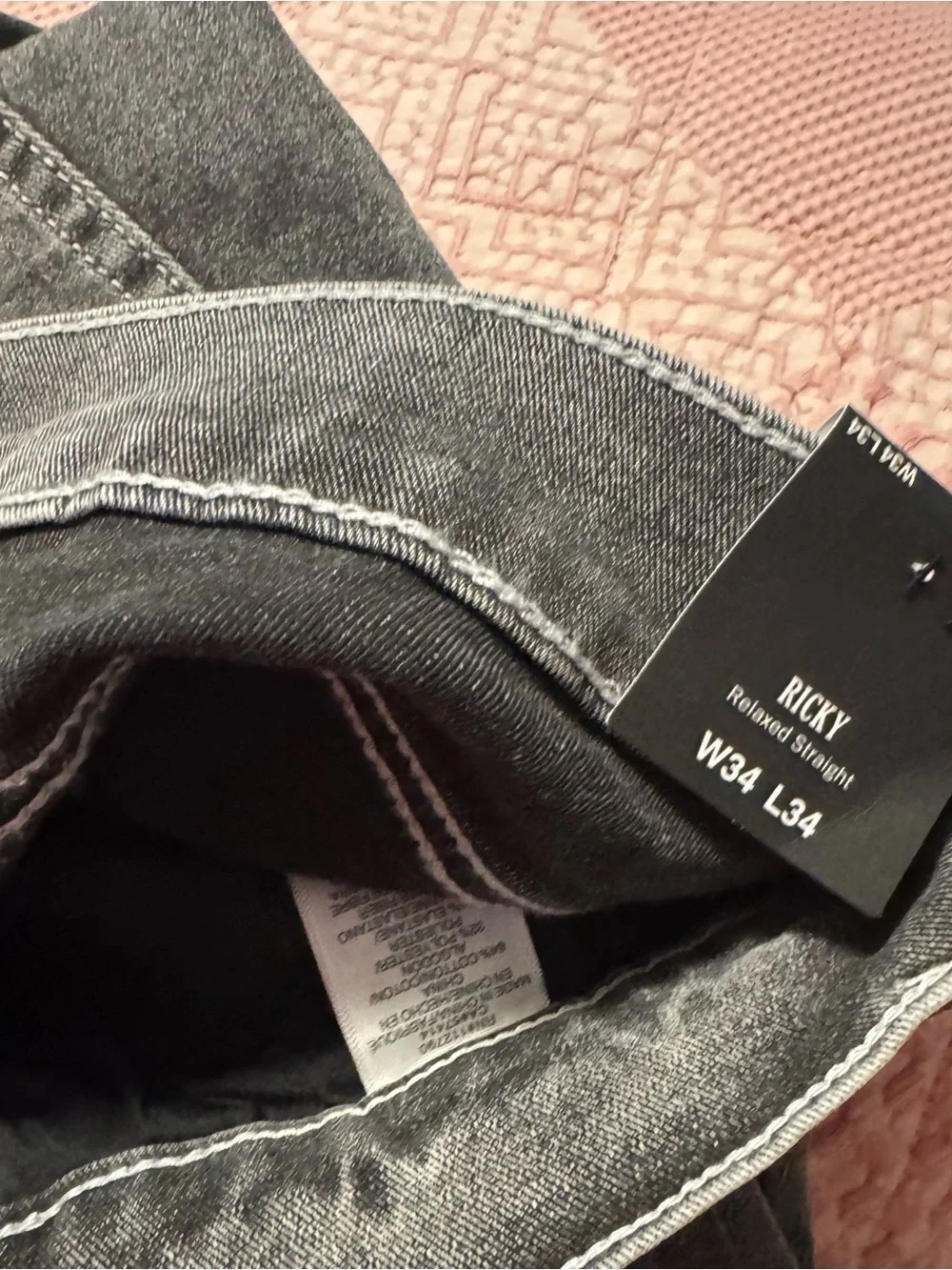 True Religion Men's Jeans Size 34 Grey Phantom Wash Ricky Straight Leg - NWT